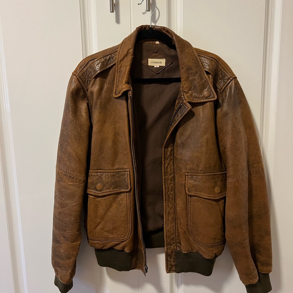 Vintage Leather Bomber Jacket